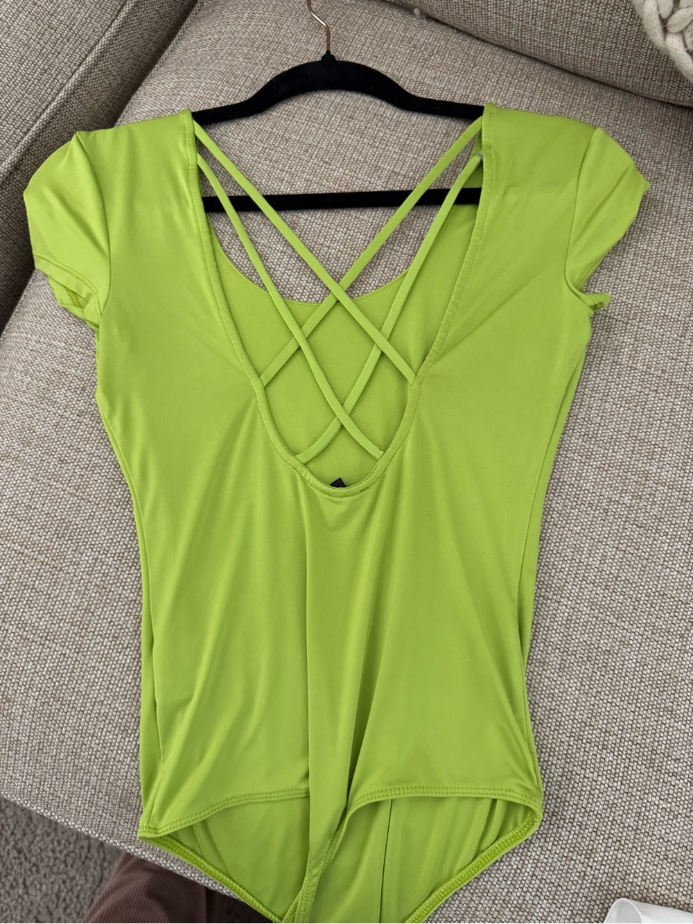 Express lime green bodysuit size xs low cut back